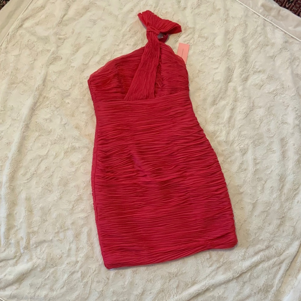 NWT Chic fushia pink one shoulder party dress